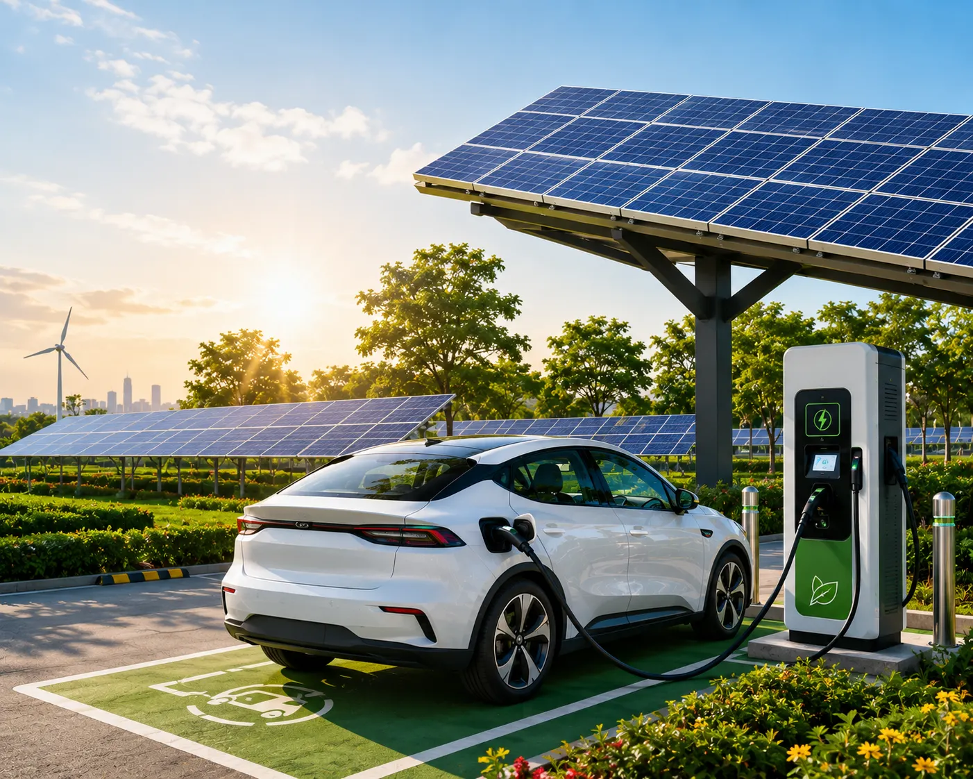 EV charging infrastructure at a commercial location